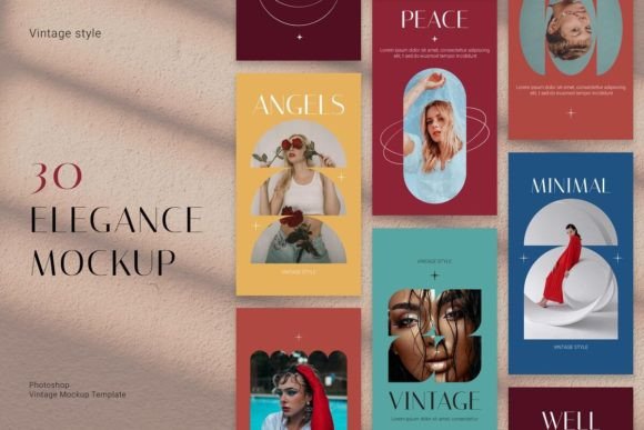 30 Elegance Mockup Photoshop Templates: Vintage Social Media Style