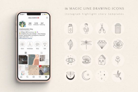 Elevate Your Instagram: Hand Drawn Highlight Story Templates